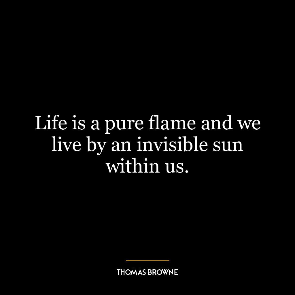 Life is a pure flame and we live by an invisible sun within us.