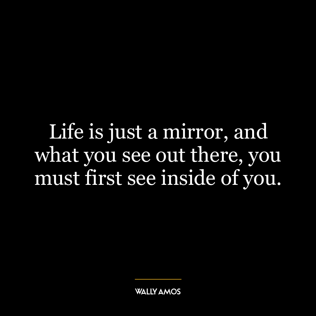 Life is just a mirror, and what you see out there, you must first see inside of you.