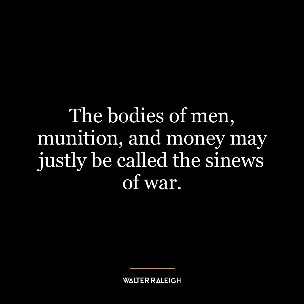 The bodies of men, munition, and money may justly be called the sinews of war.