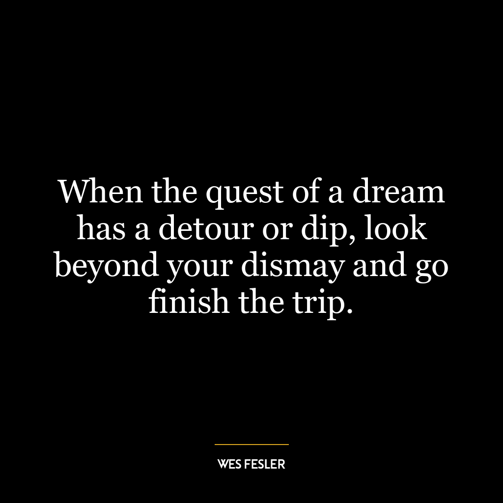 When the quest of a dream has a detour or dip, look beyond your dismay and go finish the trip.