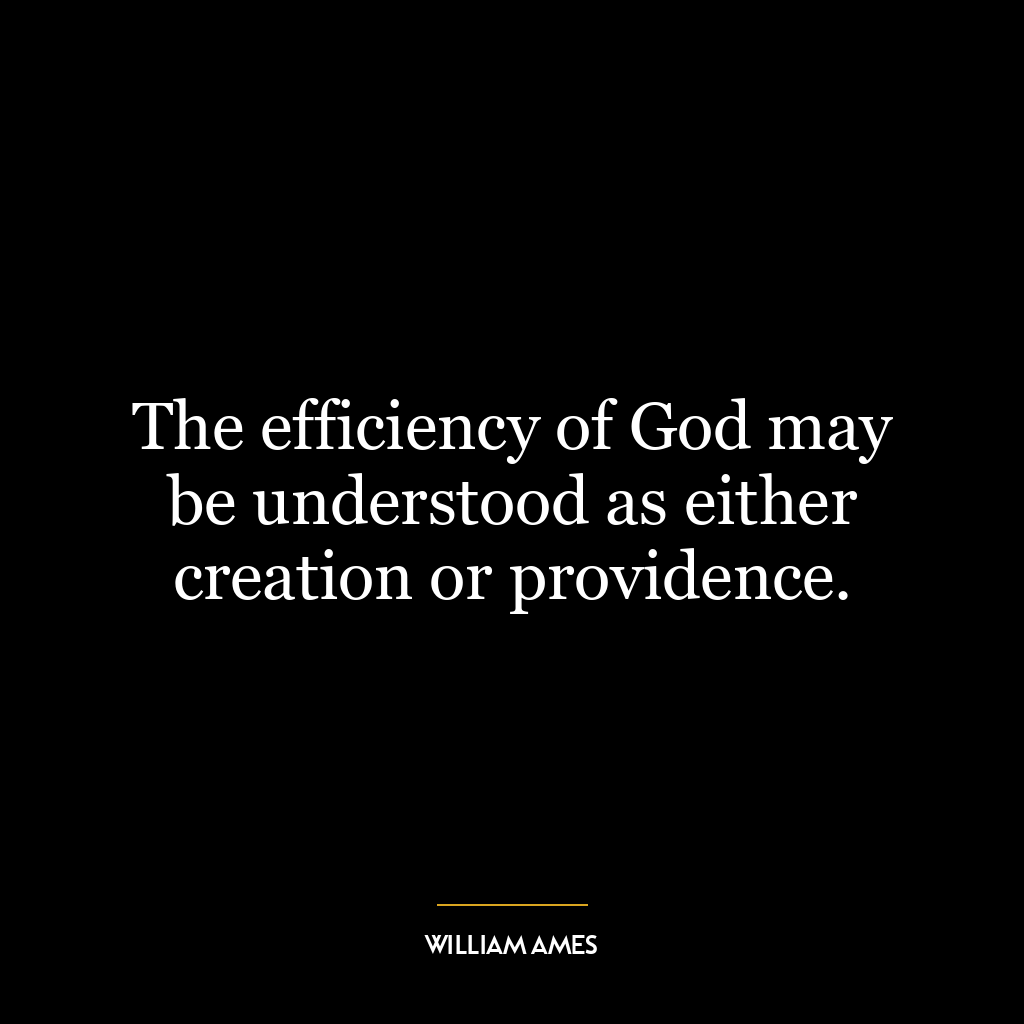 The efficiency of God may be understood as either creation or providence.