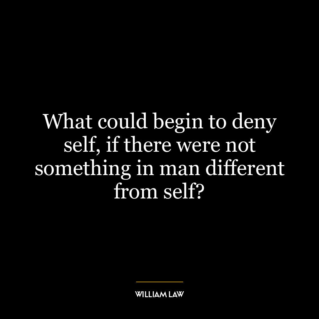 What could begin to deny self, if there were not something in man different from self?