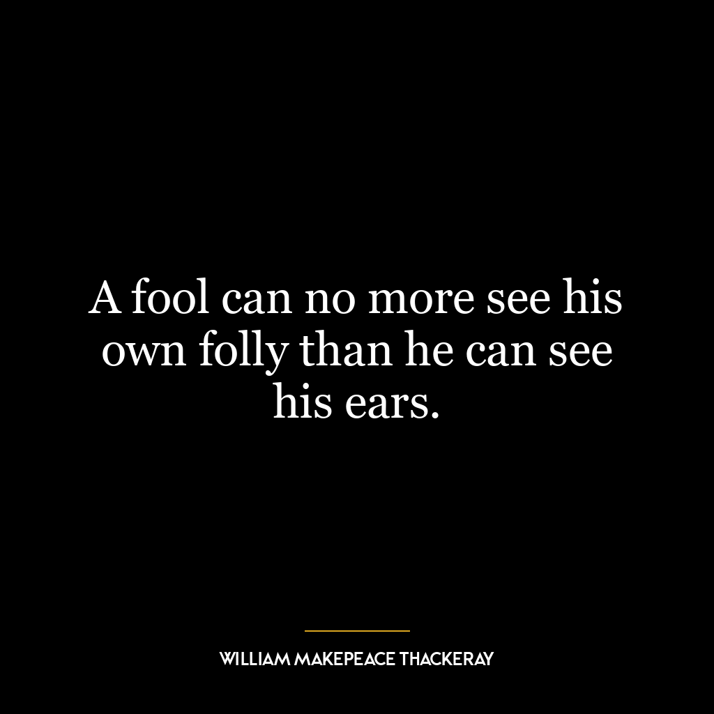 A fool can no more see his own folly than he can see his ears.