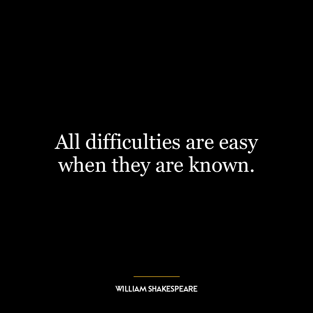 All difficulties are easy when they are known.