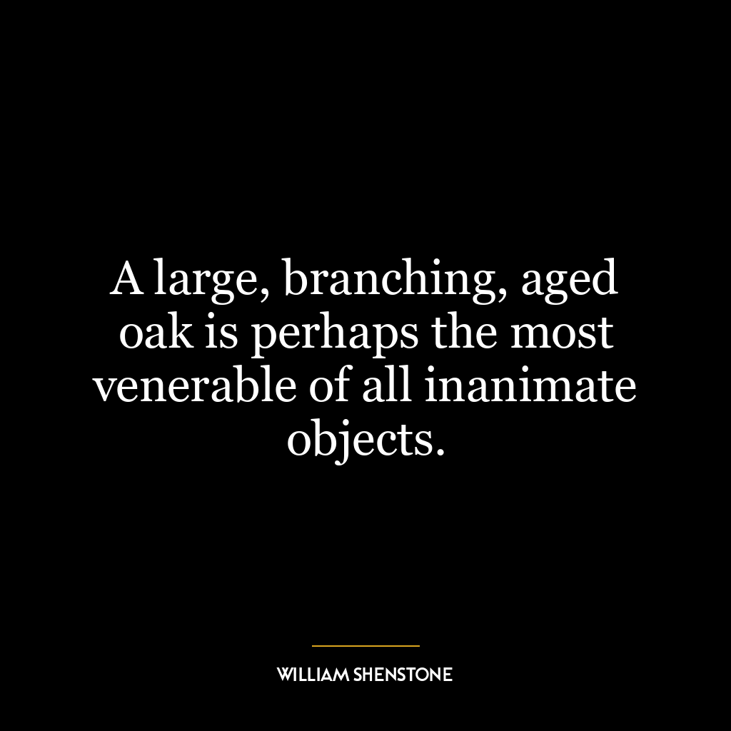 A large, branching, aged oak is perhaps the most venerable of all inanimate objects.