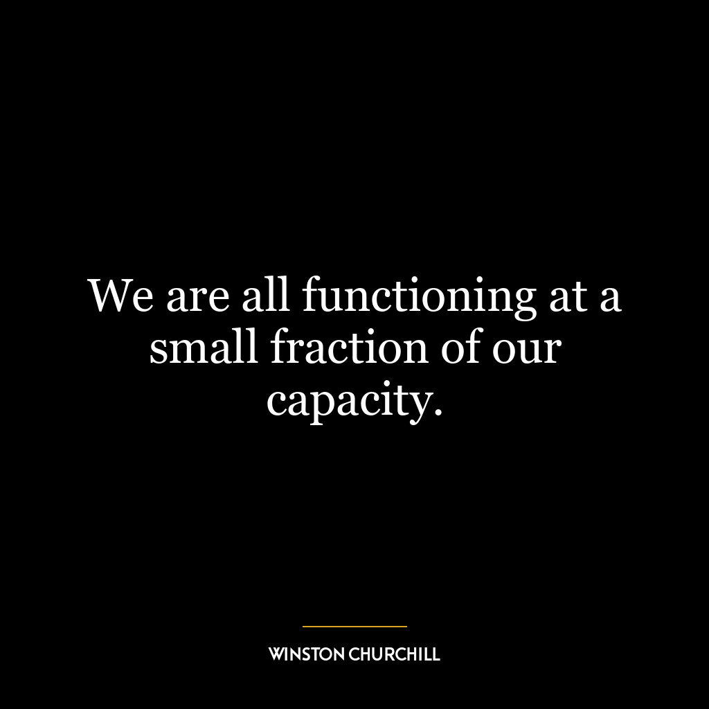 We are all functioning at a small fraction of our capacity.