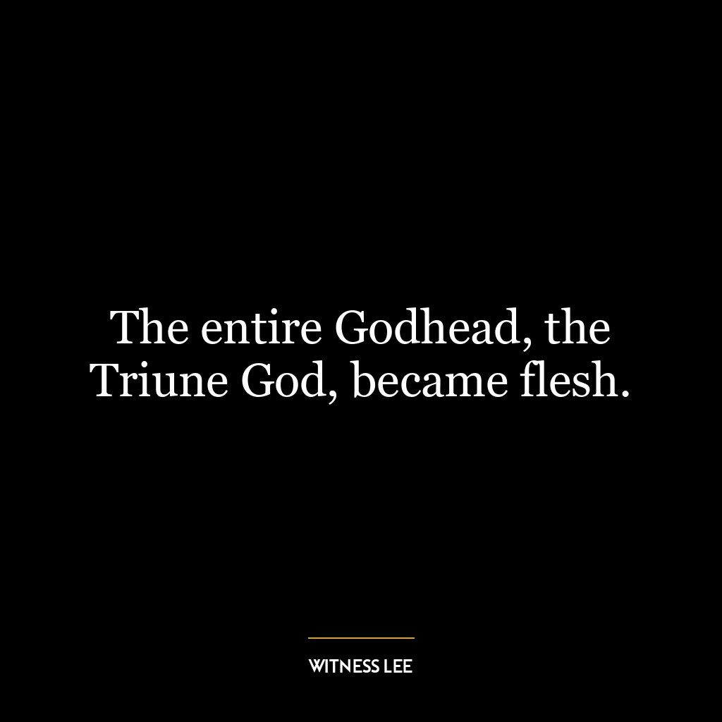 The entire Godhead, the Triune God, became flesh.