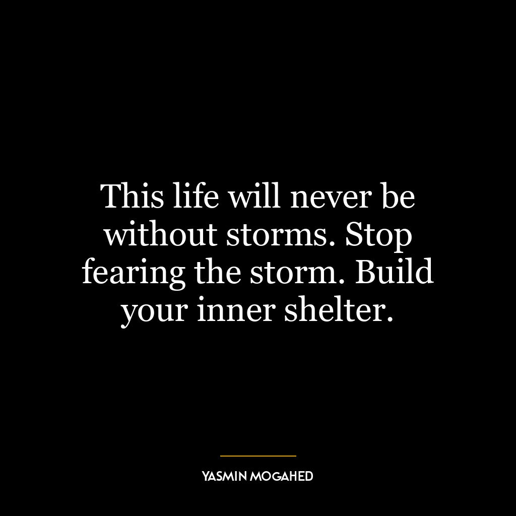 This life will never be without storms. Stop fearing the storm. Build your inner shelter.